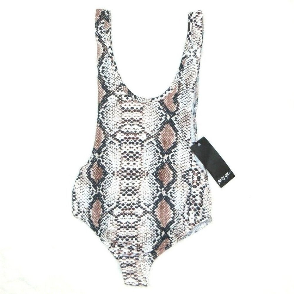 Nastygal Women's US Size 4 Bodysuit Scoop Neck Reptile Nasty Gal Collection NWT